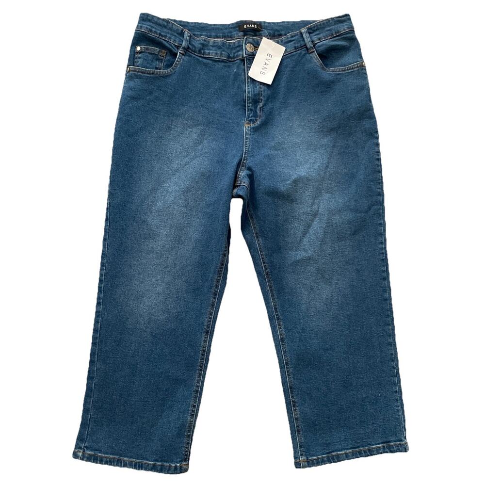 Evans Denim Love Crops Jeans Size 20 Medium Wash